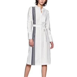 Equipment Roseabelle white and black striped midi shirt dress M